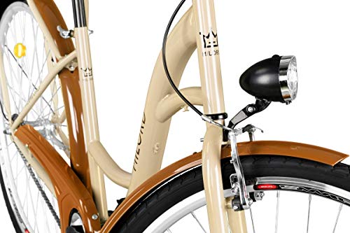 Milord Komfort Fahrrad, Hollandrad, Damenfahrrad, Citybike, 26 Zoll, 1-Gang, Braun mit Korb – Bild 5