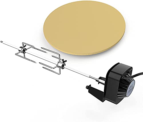 Kit Rôtissoire Et Anneau à Pizza Pour Kamado Joe Classic - Compatible Grils Céramique 18" - Inclut Pierre à Pizza
