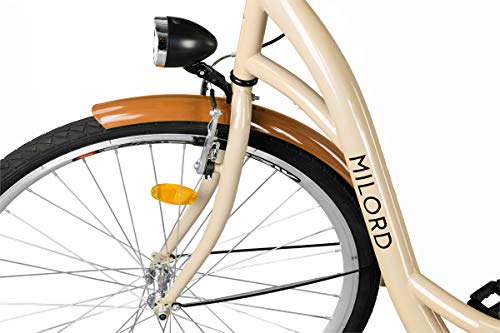 Milord Komfort Fahrrad, Hollandrad, Damenfahrrad, Citybike, 26 Zoll, 1-Gang, Braun mit Korb – Bild 3