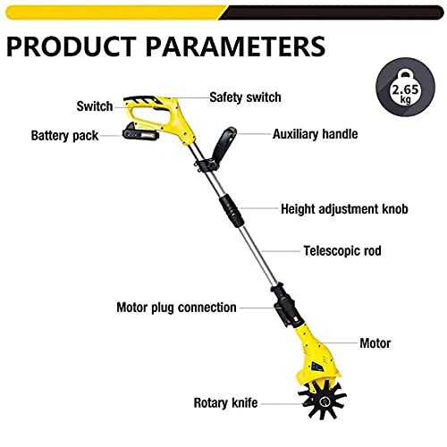 ZJDYDY Handfräse Rotavator mit 4000 mAh LithiumAkku und Ladegerät, 20