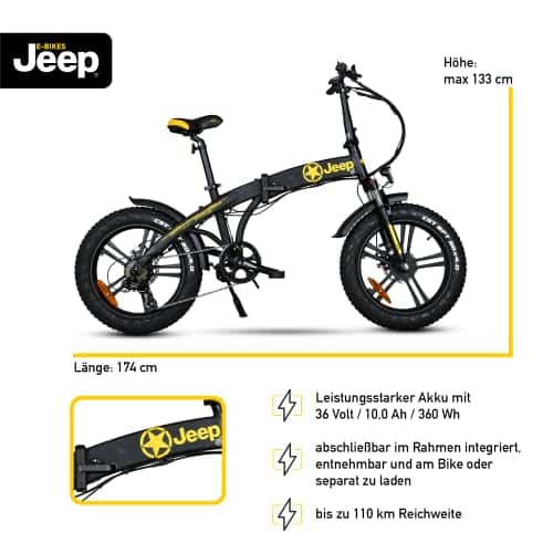 Jeep Fold E-bike Fr 7020 Erfahrungen Jeep Fold Fat E-Bike FR 7020 - Faltbares E-Fatbike 20 Zoll mit 7-Gang