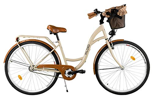 Milord Komfort Fahrrad, Hollandrad, Damenfahrrad, Citybike, 26 Zoll, 1-Gang, Braun mit Korb – Bild 2
