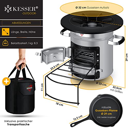 KESSER® Raketenofen Inkl. Grillpfanne Aus Gusseise Produktbild-Vorschau 9