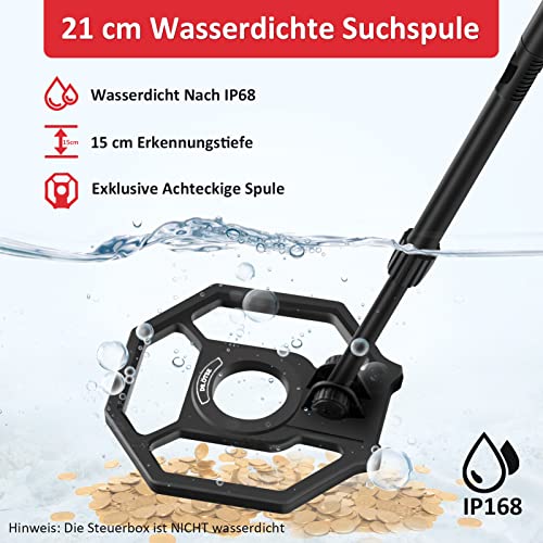 DR.ÖTEK Metalldetektoren Set für Kinder und Anfänger mit exklusivem DISC/Pinpoint-Modus, berührungssensitivem Bildschirm, wasserdichter 21cm Suchspule, Sirenenalarm und LED-Kontrollleuchte. – Bild 3