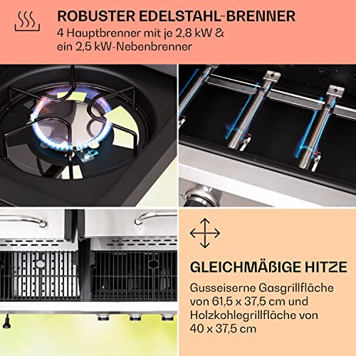 Klarstein 2-Brenner Gasgrill Edelstahl - 7200W Leistung Mit Thermometer & Abdeckung