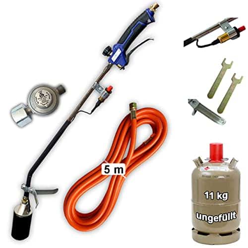 Bluecraft Abflammgerät Mit Piezozündung 69kW - Unkrautvernichter Mit Gasflasche 11kg