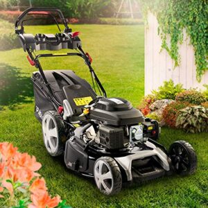 BRAST Benzin Rasenmäher mit Antrieb | 5,2kW(7PS) | 53cm Schnittbreite | TÜV | 4 Takt OHV Marken-Motor | 30-80mm Schnitthöhe | 60L Fangkorb |...