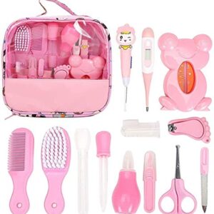 13 Stück Babypflege Set,Babypflegeset für Baby Alltag Pflege Baby Gesundheitswesen Kit mit Thermometer Nasensauger Pipette Feeder Nagel...