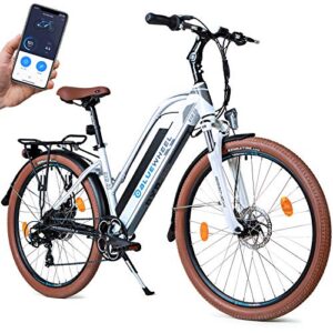 BLUEWHEEL 26" innovatives Damen E-Bike IDeutsche Qualitätsmarke I EU konform Top City Ebike + Nabenmotor I Shimano 7 Gänge + 25 km/h Fullspeed, bis 150 km Reichweite & App |BXB85 Electric Bike