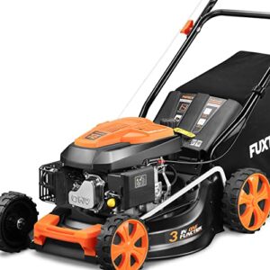FUXTEC 3in1 Benzin Rasenmäher FX-RM4646ECO 3,5PS / 2,6kW | 46cm Schnittbreite & 7-stufige Schnitthöhenverstellung 25-75mm| 4-Takt Mäher - Inkl. 50L...