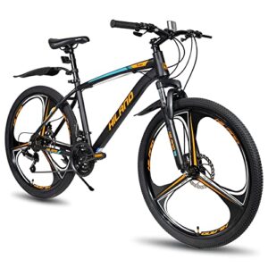 HILAND 27,5 Zoll Mountainbike MTB Fahrrad mit Stahlrahmen 21-Gang Scheibenbremse Federgabel 3-Speichen-Räder Trekkingrad Cityrad Orange Jungs Herren Jugendliche Damen
