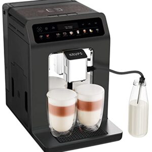 Krups EA895N Kaffeevollautomat mit Milchsystem | Kaffeemaschine | Cappuccino auf Knopfdruck | 12 Getränkespezialitäten | Farbdisplay | Meteor Graphit | 2,3L Wassertank | 1450 Watt