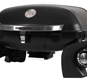 George Foreman Tragbarer Gasgrill mit integriertem Thermostat, schwarz, leicht und kompakt, Stahlkörper & automatische Zündung, Gasgrill, GFSBBQ1