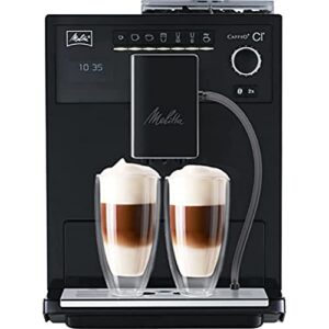 Melitta Caffeo CI E970-003, Kaffeevollautomat mit Milchbehälter, Zweikammern-Bohnenbehälter, One Touch Funktion,1.8 liters, pure black