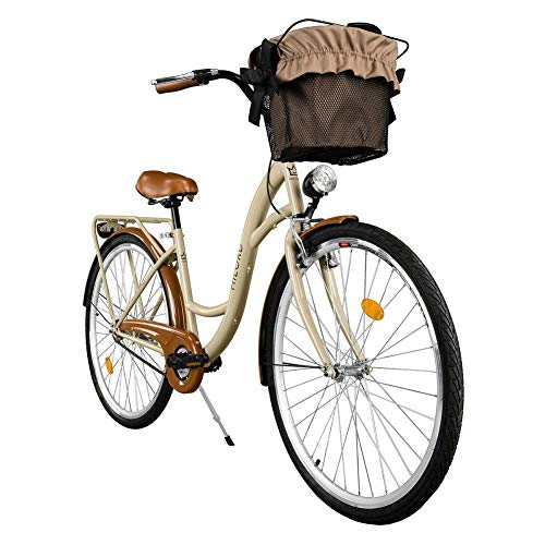Milord Komfort Fahrrad mit Korb, Hollandrad, Damenfahrrad, Citybike, 26 Zoll, 1-Gang, Braun