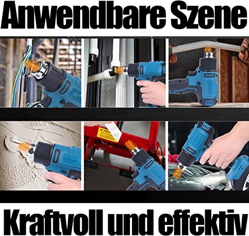 Schnurloses Heißluftgebläse für Makita mit 2x5500mAh Akku und DC18RC Ladegerät, 18V Li-lan, 2 Temperaturstufen (300°C/550°C) und 2 Düsen. – Bild 9