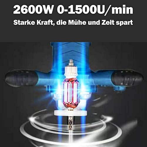2600W Farb-Mörtelrührer, 6 Stufen-elektrischer Handmischer, Rührgerät ...
