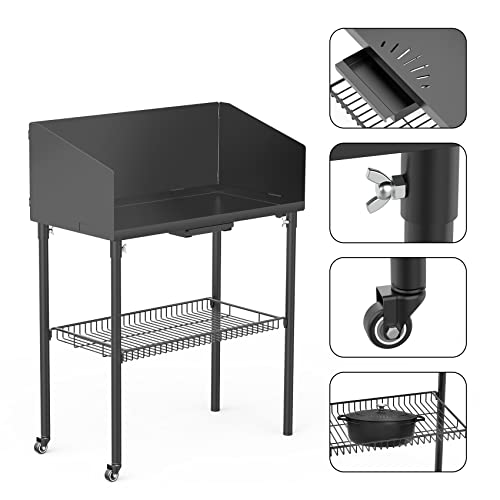 Onlyfire Dutch Oven Tisch, Outdoor Grillwagen mit Windschutz und