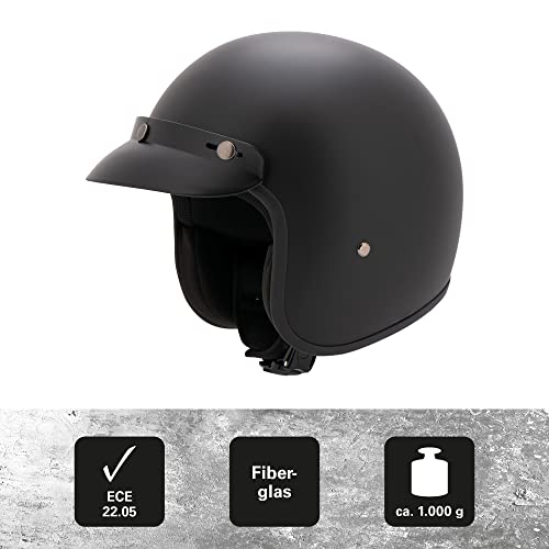 MTR Jet Fiber Jethelm, ECE Zertifiziert, inkl. Helmschirm, ohne Visier