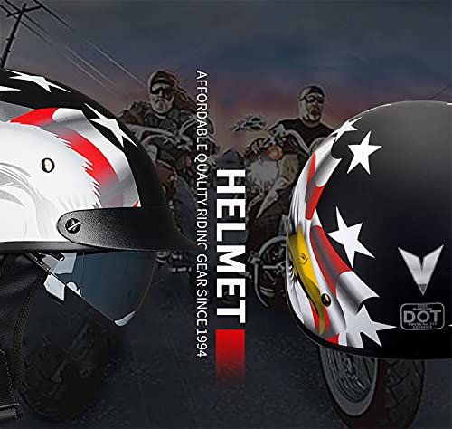 Chopper Retro Moped Helm - ECE Genehmigte Halbschale Mit Visier Größe M-XXL