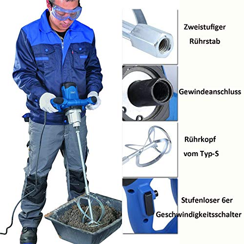 1400W Mörtelrührer 6-Gang - Elektrischer Rührwerk Für Farbe & Beton