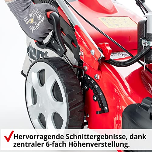 HECHT 5IN1 Dreirad Benzin Rasenmäher mit kraftvollem 4 Takt Motor, 56