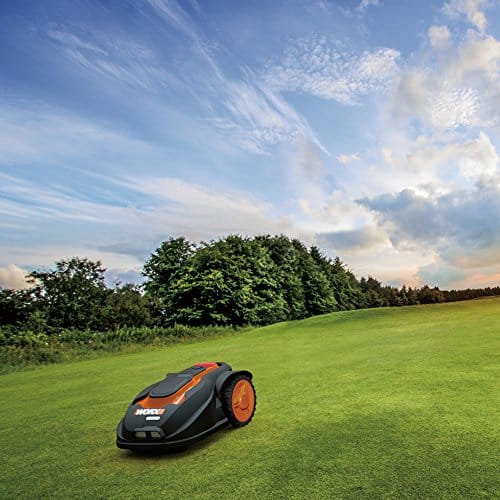 Worx Landroid M1000i Mähroboter mit WLAN-Verknüpfung und App-Steuerung für bis zu 1000 qm Rasenfläche. Verstellbare Schnitthöhe. Maße: 55 x 38,5 x 26 cm (L x B x H). – Bild 6