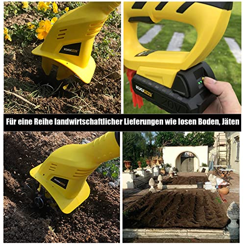 Akku Gartenfräse mit Frontzinken, kabellose Motorhacke mit Lithium