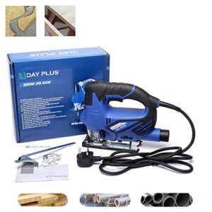 850W Elektro Stichsäge mit Laser & LED, 4-Stufen Pendelhub, 3000SPM mit 6 variablen Geschwindigkeiten, Fußplatte aus Aluminium, ±45° Schnittwinkel, für Holz, Metall, Kunststoff
