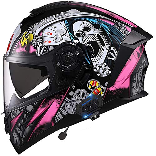 DCLINA Klapphelm Motorradhelm Bluetooth Integralhelm mit Doppelvisier Roller Damen und Herren Radfahren Vollgesichts-Motocross-Helm Off-Road Moto Helmet DOT Genehmigt (54-60cm)