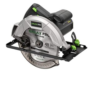 GALAX PRO Kreissäge, 1200 W, 5800 U/min, max. Schnitt 62 mm (90 °), 42 mm (45 °), Doppelter Sicherheitsknopf, Parallellineal, Klinge 185 mm für Holz, Kunststoff, dünnes Metall/76331