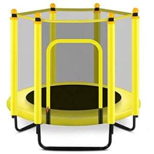 Gartentrampolin mit Sicherheitsnetz, Faltbare Trampolin im Boden - 48" Mini Kids Sprungmatte mit Enclosure Net Pad Rebounder Außen Übung (Color : Yellow)