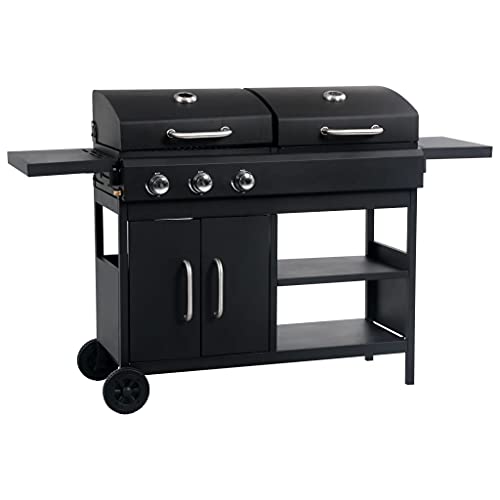 GasHolzkohleKombiGrill mit 3 Brennern für Küche, Esszimmer und