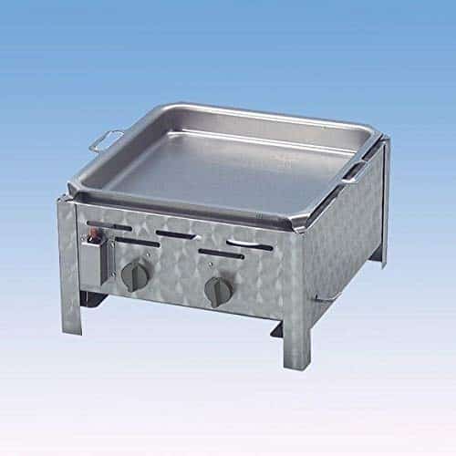 Gasgrill 2flammig 7,2 KW Edelstahl Tischgerät mit Grillrost, Pfanne, Flammabdeckung