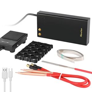Hanchen Mini Akku Punktschweißgerät Mit Pedal 7500mAh Tragbar 18650 DIY Batterie Spot Welder Manuell Oder Automatischer Modus/6 Positionen/2m Nickelblech (Mit Fußpedal)