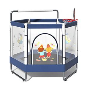 JTING 1,2m Hexagonal Blau Kindertrampolin Gartentrampolin Ø 128 cm, Sicheres Trampolin, Hochwertiges Komplettset inkl. Sicherheitsnetz, Maximal Belastbar 150kg, 1-2 Kinder