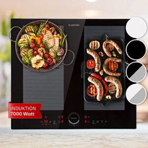 Klarstein Induktionskochfeld, Glaskeramik Kochfeld, Induktionskochfeld mit 4 Platten, Einbau-Induktionskochfeld mit Touch-Display, Digitalanzeige und Timer-Funktion, Schnelles Aufheizen, 7000 Watt