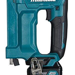Makita Akku Tacker (mit Akku 10,8 V / 4,0 Ah, kurze Bauform, Einschlagtiefe einstellbar, mit LED, Klammerbreite 10 mm) ST113DSMJ