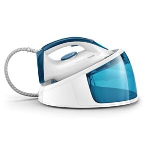 Philips FastCare Compact Dampfbügelstation – 2400 W, Dampfstoß 300 g, Druck 5,2 bar, 1,5-Liter-Wasserbehälter, weiß/blau (GC6722/20)