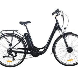 ProTour E-Bike Elektrofahrrad Pedelec Citybike, 28 Zoll, 250 W Frontmotor, 36V/10,4Ah Batterie, 7-Gang Shimano Kettenschaltung, Gepäckträger, 25 km/h, Aluminium leicht, für Damen Herren, Made in EU