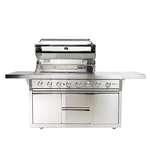 Gasgrill Mit Heckbrenner Und 800 Grad Zone SANTOS Profi Gasgrill P-618 - 6 Brenner - Seitenkocher - 800 Grad