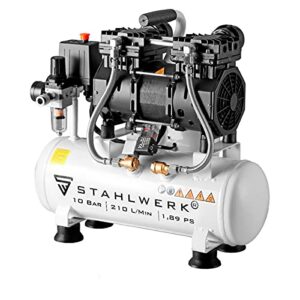 STAHLWERK Druckluft Kompressor ST 110 Pro, Flüster-Kompressor mit 10 bar, 10 l Tank, 69 dB und verschleißfreiem Brushless-Motor mit einer Leistung von 1,89 PS / 1.390 Watt, 7 Jahre Herstellergarantie
