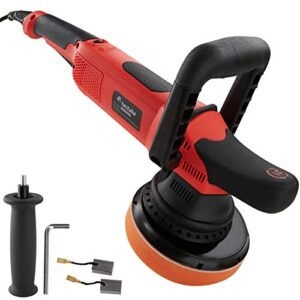 tectake 403211 Exzenter Poliermaschine mit GS-Zertifikat, 810 Watt, 21 mm Hub, 6 Rotationsstufen, Bogen- und Stabgriff, Schalter für Dauerbetrieb, Softstart, Auto Polierer Set, inkl. Polierschwamm