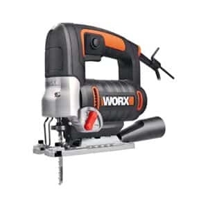 WORX WX464 Stichsäge 850W zum Schneiden von Holz, Stahl & PVC - ideal für Gehrungsschnitte – 20mm Hub – mit LED Licht – mit integrierter Staubabsaugung, werkzeuglosem Sägeblattwechsel & Koffer