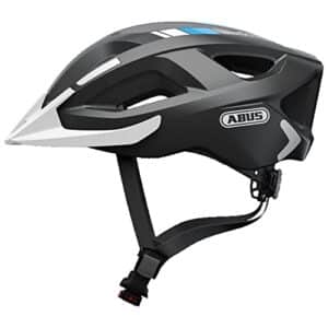 ABUS Stadthelm Aduro 2.0 - Allround-Fahrradhelm mit Licht - in sportivem Design für den Stadtverkehr - für Damen und Herren - Grau, (race grau, weiß, blau), Größe S