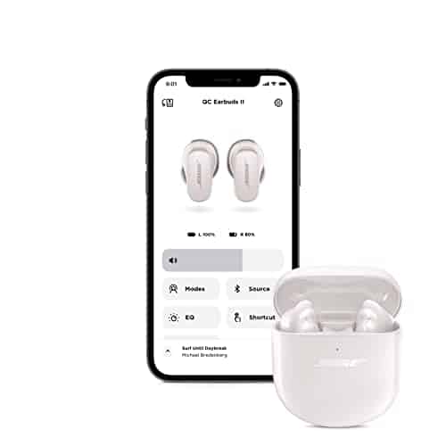 Bose QC Earbuds II Weiß & Etui-Schutzhülle Schwarz – Bild 4