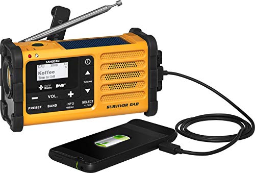 Sangean MMR-88 Survivor M8 - Tragbares Kurbelradio mit Notsummer und LED Taschenlampe - Schwarz/Gelb – Bild 4