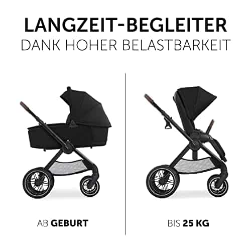 Hauck Kombi-Kinderwagen Walk N Care Air Set (Black) inkl. Babywanne, Sportsitz, Beindecke und Getränkehalter (bis 22kg belastbar) – Bild 4