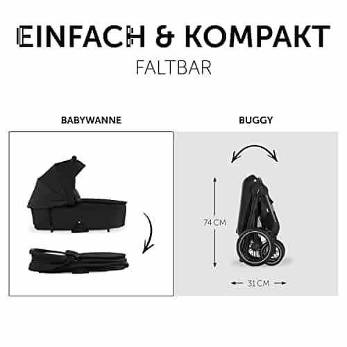 Hauck Kombi-Kinderwagen Walk N Care Air Set (Black) inkl. Babywanne, Sportsitz, Beindecke und Getränkehalter (bis 22kg belastbar) – Bild 7