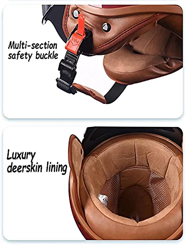 Motorrad Jet-Helm Retro Halbschale - ECE Zertifiziert Mit Brille